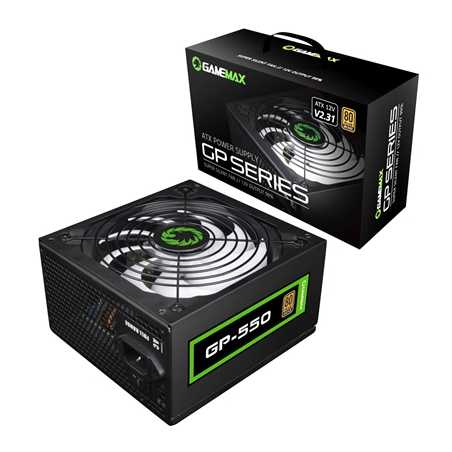 GAMEMAX GP550 550W Bronze PSU, 140mm Smart Silent Black Fan, 80 PLUS Bronze, Non Modular, Black Mesh Cabling, Extended 12V Rail 