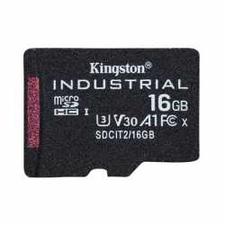 Kingston SDCIT2/16GB Industrial Micro SD Flash Memory Card, 16GB, Class U3 V30 A1, UHS-I U1, Retail Packed