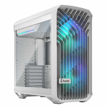 Fractal Design Torrent Compact (White TG RGB) Gaming Case w/ Clear Glass Window, E-ATX, 2 RGB Fans, Fan Hub, RGB Strip on PSU Sh