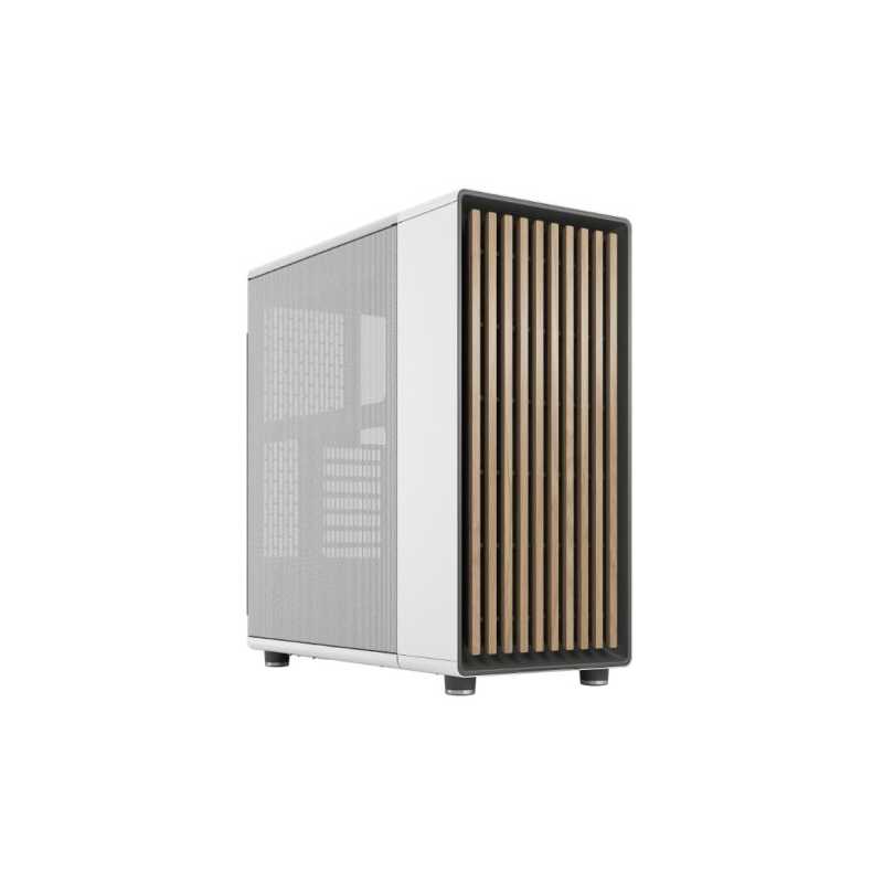 Fractal Design North Chalk White (White Solid) Case, ATX, Fine Mesh Side, 2 Fans, USB-C, Oak Front