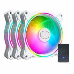 COOLER MASTER SickleFlow 120 ARGB White Edition 3-in-1 Fan Pack, 120mm, 1800RPM, 4-Pin PWM Fan & 3-Pin ARGB Connectors, New Blad
