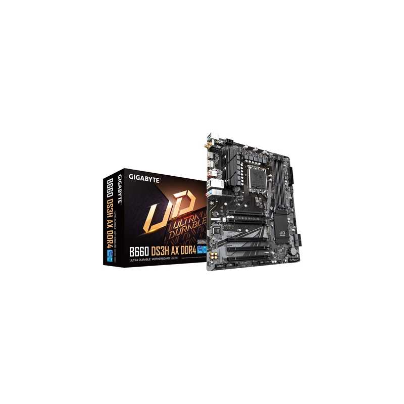 Gigabyte B660 DS3H AX DDR4 Motherboard, Intel Socket 1700, 12th Gen, ATX, Digital VRM, MOS Heatsink, 2 x PCIe 4.0 M.2, Gaming LA