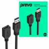 Prevo USBM-USBF-2M USB Extension Cable, USB 3.0 Type-A (M) to USB Type-A (F), 2m, Black, Up to 5Gbps Transmission Rate, Retail B