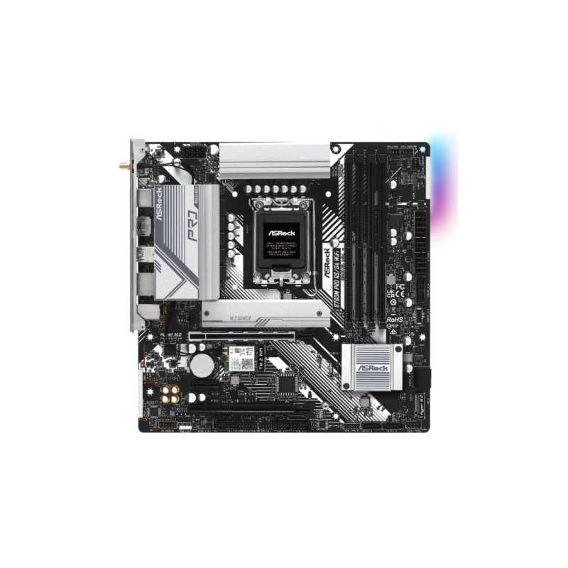 Asrock B760M PRO RS/D4 WIFI, Intel B760, 1700, Micro ATX, 4 DDR4, HDMI, DP, Wi-Fi 6E, 2.5G LAN, PCIe4, 2x M.2, RGB