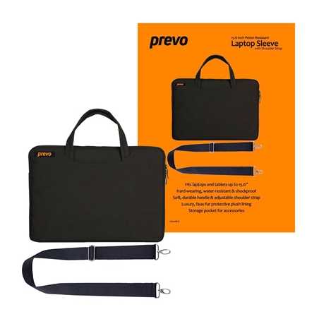 Prevo 15.6 Inch Laptop Bag, Cushioned Lining, With Shoulder Strap, Black