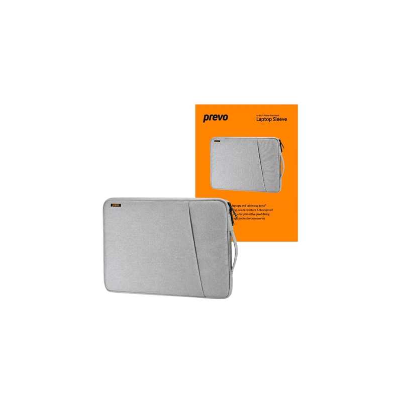 Prevo 14 Inch Laptop Sleeve, Side Pocket, Cushioned Lining, Light Grey