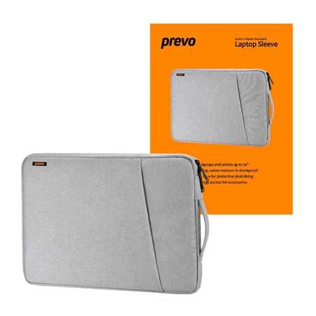 Prevo 14 Inch Laptop Sleeve, Side Pocket, Cushioned Lining, Light Grey