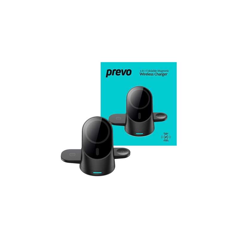 Prevo 3-in-1 25W Magnetic Wireless Charging Station for Smartphones, Smartwatches & Wireless Earbuds