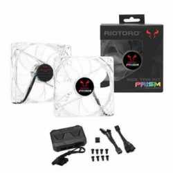 Riotoro Prism Fan Kit, 2 x 12cm Case Fans with Controller, RGB, 256 Colours, Hydraulic Bearing