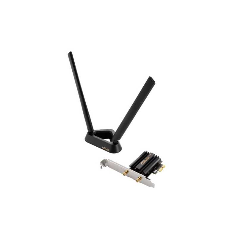 Asus (PCE-AXE59BT) AXE5400 Wi-Fi 6E Tri-Band PCI Express Adapter, Bluetooth 5.2, OFDMA & MU-MIMO, External Base