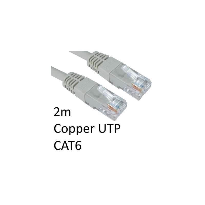 RJ45 (M) to RJ45 (M) CAT6 2m Grey OEM Moulded Boot Copper UTP Network Cable