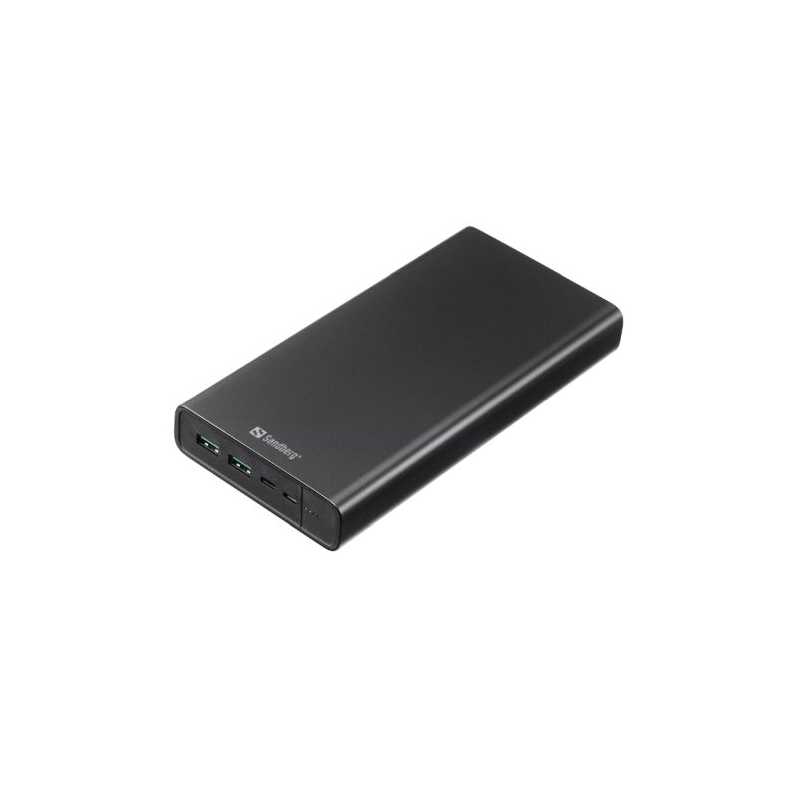 Sandberg (420-63) PD 100W 38400mAh Powerbank, 1x USB-C 100W, 2x USB-A, Power-Through, Aluminium, 5 Year Warranty