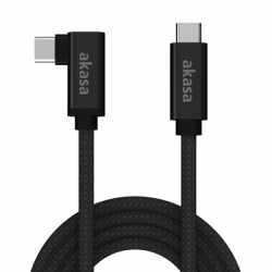 AKASA AK-CBUB66-20BK Data Cable. Right-Angled USB 3.2 Gen 2x2 Type-C (M) to USB 3.2 Gen 2x2 Type-C (M), 2m, Black, SuperSpeed US