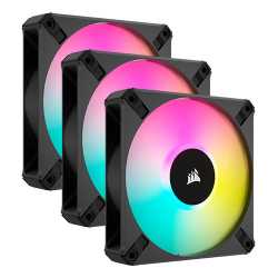 Corsair iCUE AF120 RGB ELITE 12cm PWM Case Fans x3, 8 ARGB LEDs, FDM Bearing, 550-2100 RPM, RGB Controller Included, Black, 3 Pa