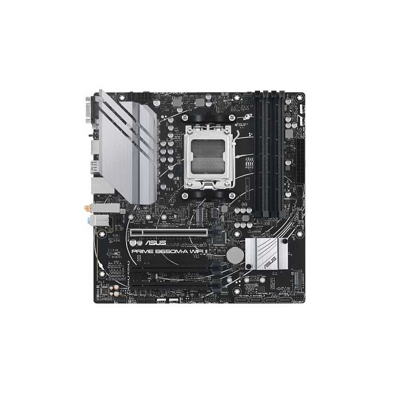 Asus PRIME B650M-A WIFI II, AMD B650, AM5, Micro ATX, 4 DDR5, VGA, HDMI, DP, Wi-Fi 6, 2.5G LAN, PCIe4, 2x M.2