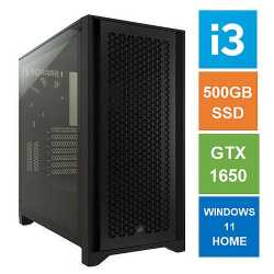 Spire ATX Gaming Tower PC, Corsair 4000D Case, i3-12100F, 8GB 3200MHz, 500GB SSD, GTX1650 GPU, Wi-Fi6, Bequiet 450W, Windows 11 