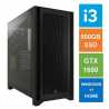 Spire ATX Gaming Tower PC, Corsair 4000D Case, i3-12100F, 8GB 3200MHz, 500GB SSD, GTX1650 GPU, Wi-Fi6, Bequiet 450W, Windows 11 