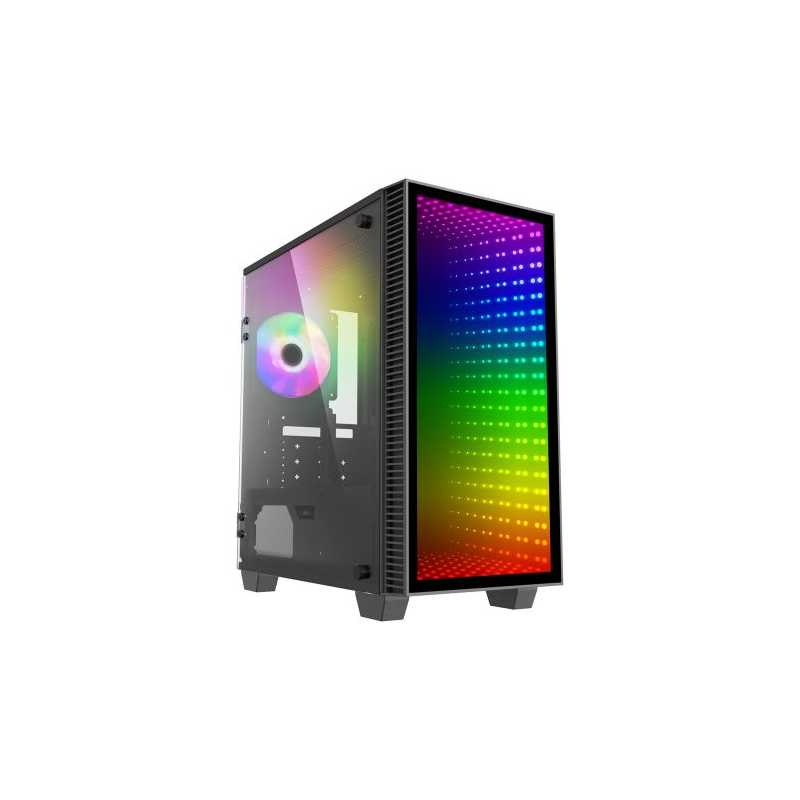 GameMax Abyss Mini ARGB Gaming Case w/ Tempered Glass Window, Micro ATX, Infinity Mirror ARGB Front, Rear RGB Fan, ARGB PWM Hub,