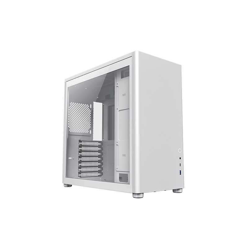 GameMax Spark Pro White Gaming Case w/ 2x Tempered Glass Windows, ATX, Modular Design, Vertical Airflow Design, No Fans inc., US