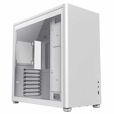 GameMax Spark Pro White Gaming Case w/ 2x Tempered Glass Windows, ATX, Modular Design, Vertical Airflow Design, No Fans inc., US