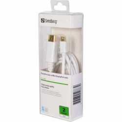 Sandberg Mini DisplayPort Male to DisplayPort Male Converter Cable, 2 Metres, 5 Year Warranty