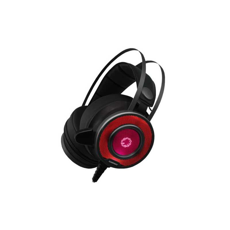 GameMax G200 7-Colour LED Gaming Headset, USB & 3.5mm Jack, Noise Cancellation, 50mm Drivers, Audio Adapter for Phones