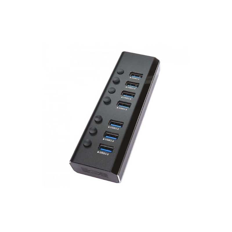 Spire External 7-Port USB 3.0 Hub, External Power, LED Indicators, Aluminium