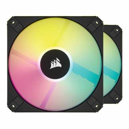 Corsair iCUE AF120 RGB SLIM 12cm PWM Case Fans x2, 8 ARGB LEDs, FDM Bearing, 600-2000 RPM, RGB Controller Included, Black, 2 Pac