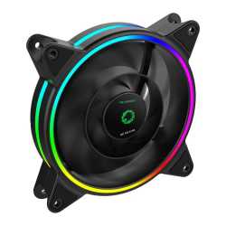 GameMax Razor 12cm PWM Rainbow ARGB Dual Ring Case Fan, Hydro Bearing, 24 LEDs, Anti-Vibration, 3-pin/Molex, Up to 1200 RPM