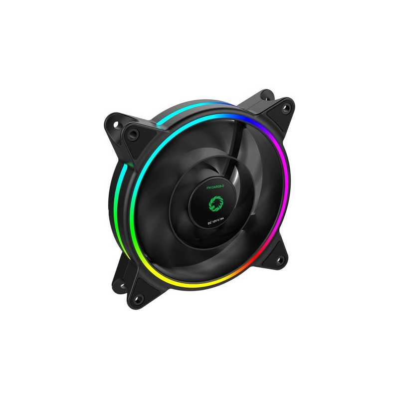 GameMax Razor 12cm PWM Rainbow ARGB Dual Ring Case Fan, Hydro Bearing, 24 LEDs, Anti-Vibration, 3-pin/Molex, Up to 1200 RPM