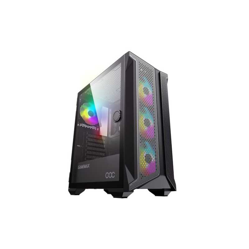 GameMax Brufen C1 COC ARGB Gaming Case w/ Glass Window, E-ATX, Mesh Front, 4x ARGB Fans, 1x Turbo Fan, ARGB PWM Hub, Black