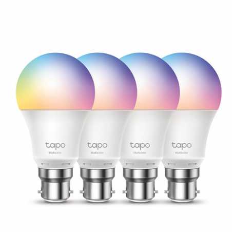 TP-LINK (TAPO L530B 4-Pack) Wi-Fi LED Smart Multicolour Light Bulb, Dimmable, App/Voice Control, Bayonet Fitting