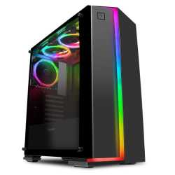 GameMax Starlight 3 ARGB Gaming Case w/ Glass Window & 3x ARGB Fans, ATX, Rainbow Strip Front, ARGB PWM Hub, IR Remote Control, 