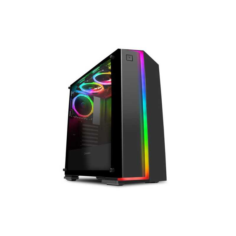 GameMax Starlight 3 ARGB Gaming Case w/ Glass Window & 3x ARGB Fans, ATX, Rainbow Strip Front, ARGB PWM Hub, IR Remote Control, 