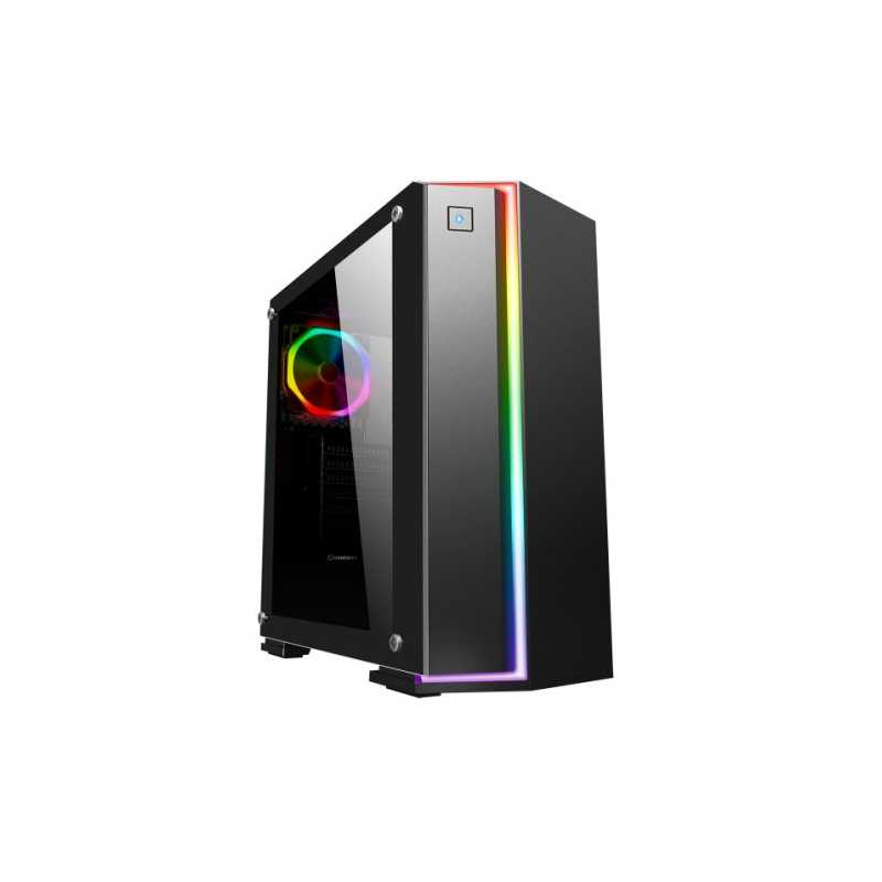 GameMax Starlight ARGB Gaming Case w/ Glass Window, ATX, Rainbow Strip Front, ARGB Rear Fan, ARGB PWM Hub, IR Remote Control, Bl