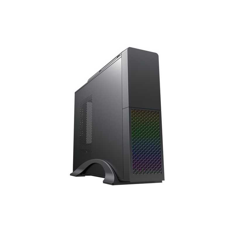 Spire S015B Micro ATX Slimline LED Desktop Case, SFX 300W PSU, 13 Colour LED Front, 8cm Fan, High-Airflow, USB-C