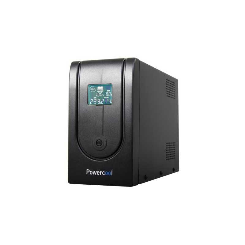 Powercool 1500VA Smart UPS, 900W, LCD Display, 3 x UK Plug, 2 x RJ45, 3 x IEC, USB