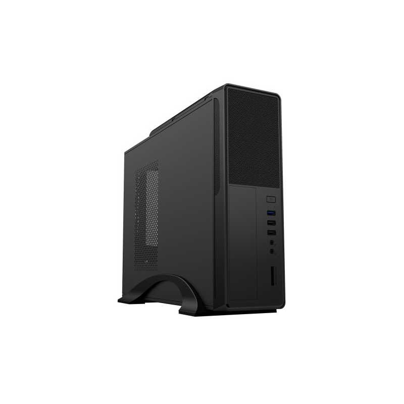 Spire S014B Micro ITX Slim Desktop Case, 300W PSU, Mesh Front, 8cm Fan, Card Reader, USB 3.0, Black