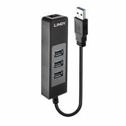 LINDY 43176 USB 3.0 Hub & Gigabit Ethernet Converter, Supports 10/100/1000BASE-T, 3 x USB 3.1 Gen 1 / 3.0 SuperSpeed Ports Suppo