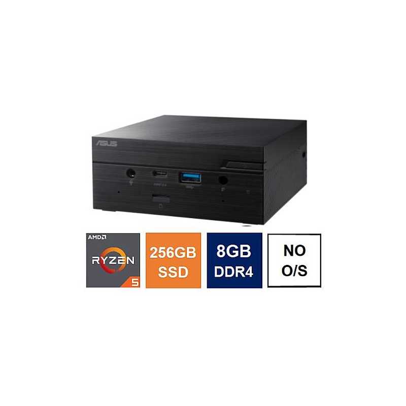 Spire Mini PC, Asus PN51 Case, Ryzen 5 5600H, 8GB 3200MHz, 256GB SSD, 2.5G LAN, AC Wi-Fi, HDMI, DP, USB-C, VESA Mountable, No Op