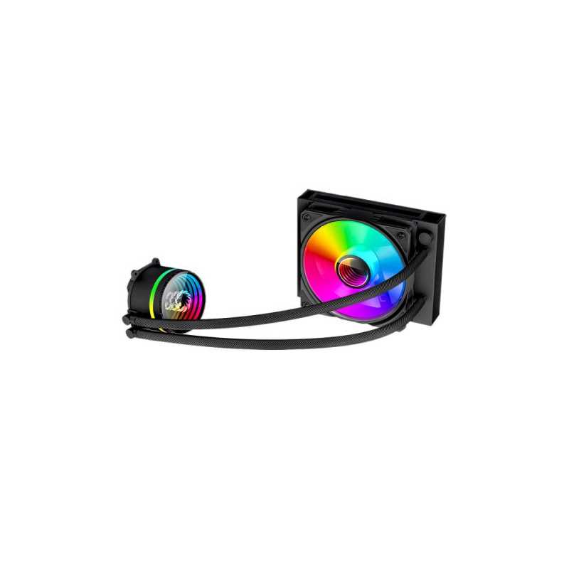 GameMax Iceburg 120mm ARGB Liquid CPU Cooler, 12cm ARGB PWM Fan, Infinity Mirror RGB Rotatable Pump Head