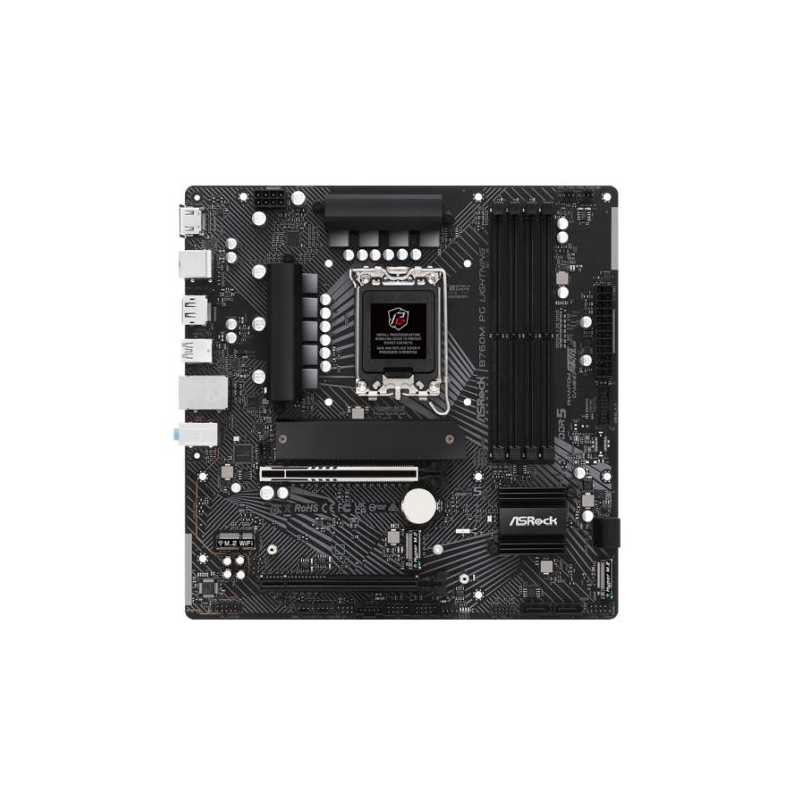 Asrock B760M PG LIGHTNING, Intel B760, 1700, Micro ATX, 4 DDR5, HDMI, DP, 2.5G LAN, PCIe5, 3x M.2