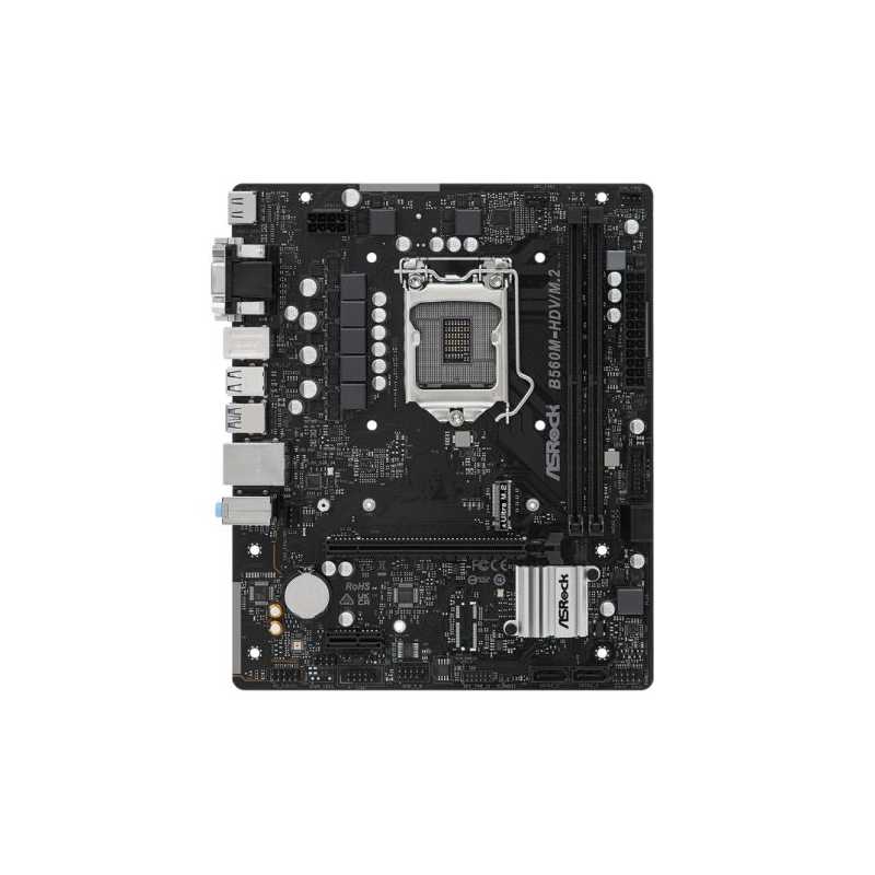 Asrock B560M-HDV/M.2, Intel B560, 1200, Micro ATX, 2 DDR4, VGA, DVI, HDMI, 1x M.2	