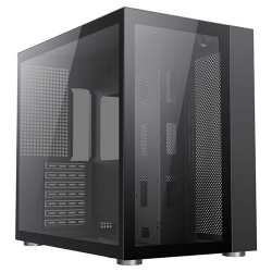 GameMax Infinity Gaming Case w/ Glass Side & Front, ATX, Dual Chamber, No Fans inc., Mesh Panels, USB-C, Black