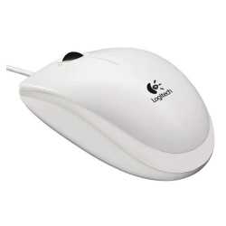 Logitech B100 Wired Optical Mouse, USB, 800 DPI, Ambidextrous, White, OEM