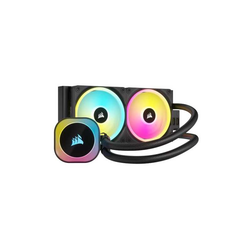 Corsair iCUE LINK H100i 240mm RGB Liquid CPU Cooler, QX120 RGB Magnetic Dome Fans, 20 LED Pump Head, iCUE LINK Hub Included, Bla