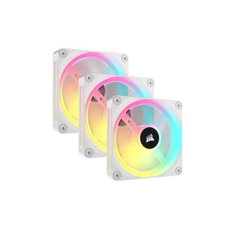 Corsair iCUE LINK QX120 12cm PWM RGB Case Fans x3, 34 RGB LEDs, Magnetic Dome Bearing, 2400 RPM, iCUE LINK Hub Included, White