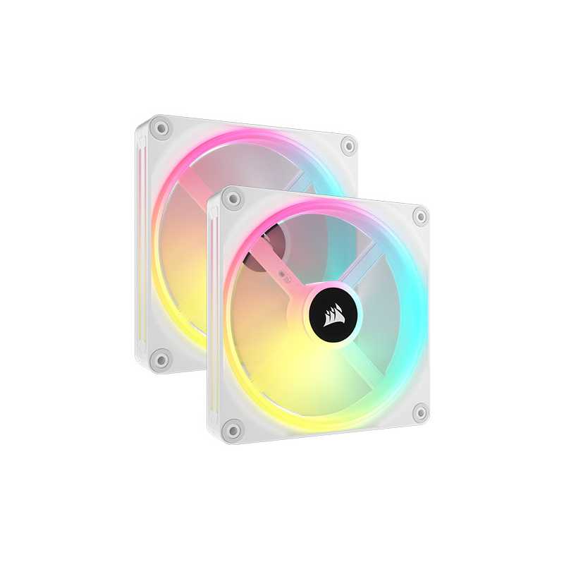 Corsair iCUE LINK QX140 14cm PWM RGB Case Fans x2, 34 RGB LEDs, Magnetic Dome Bearing, 2000 RPM, iCUE LINK Hub Included, White