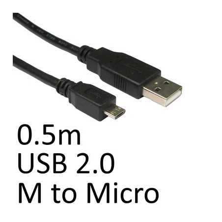 USB 2.0 A (M) to USB 2.0 Micro B (M) 0.5m Black OEM Data Cable