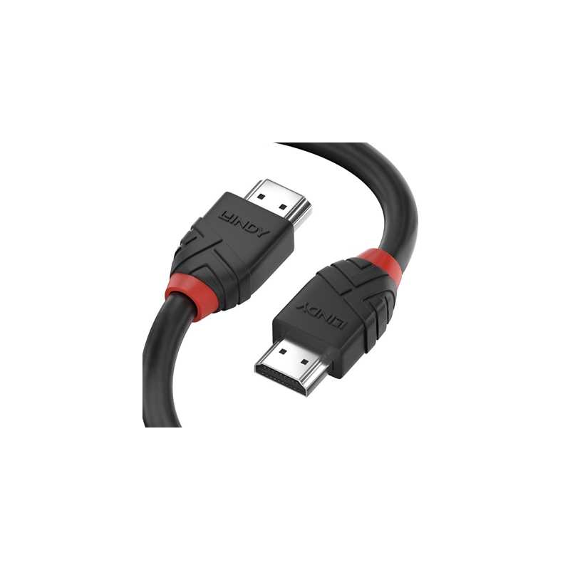LINDY 36473 Black Line HDMI Cable, HDMI 2.0 (M) to HDMI 2.0 (M), 3m, Black & Red, Supports UHD Resolutions up to 4096x2160@60Hz,